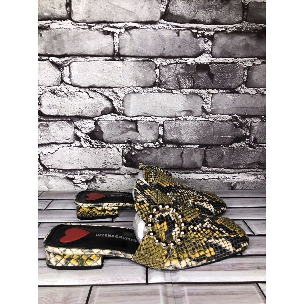 Helena And Kristie SnakeSkin Python Print Slip On Flat Mules Women sz 36EU/6M US